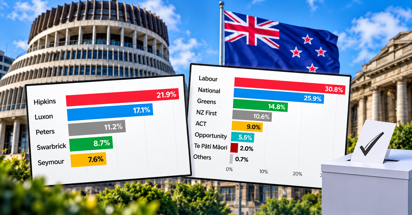 National drops to 25.9% as Greens surge and Opportunity again holds Balance in New Poll